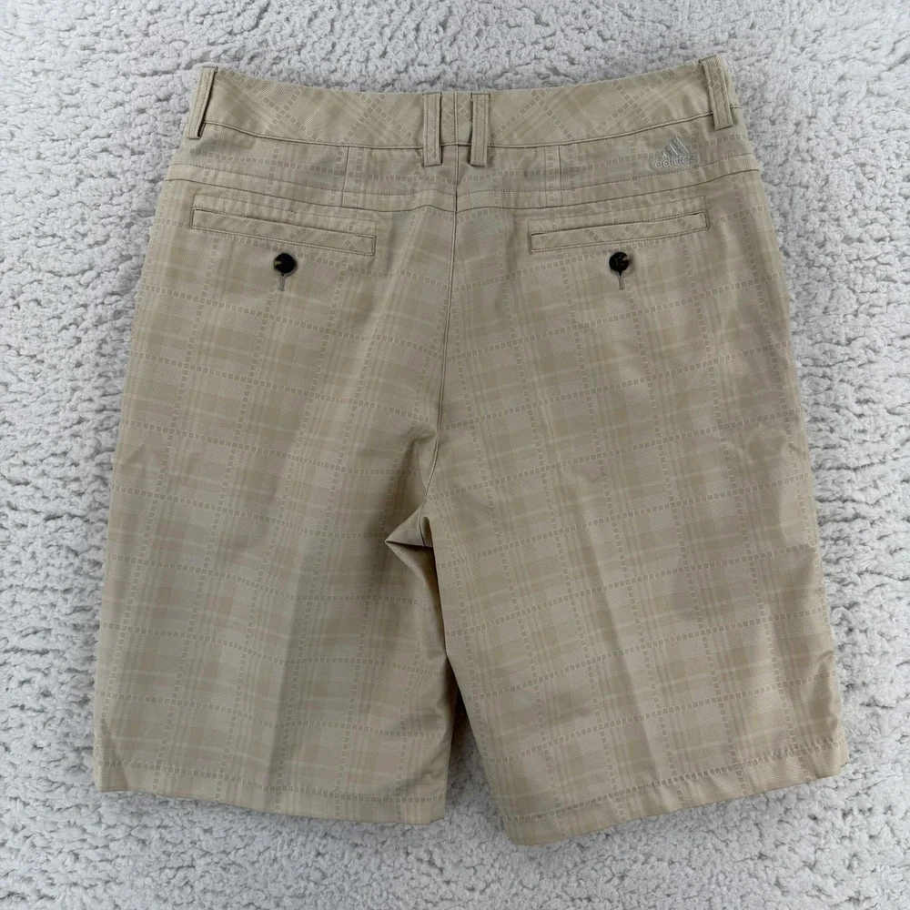 Adidas Shorts Mens 32‎ Beige Plaid Climalite Chino 11 Inseam Casual Golf